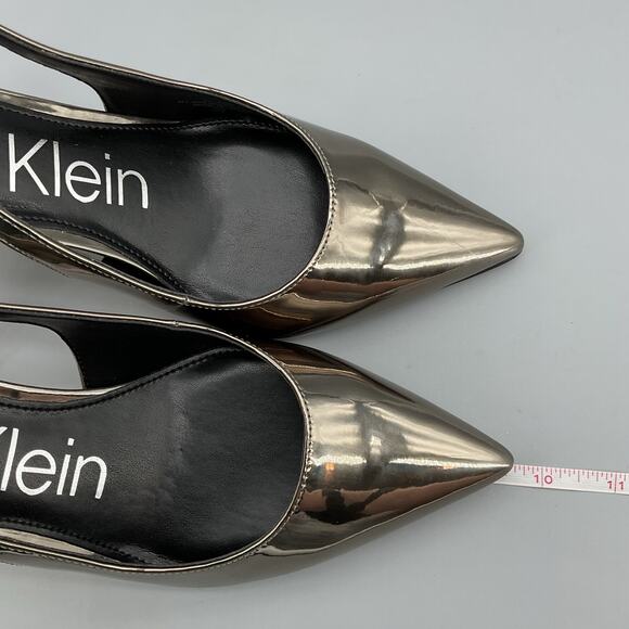NEW Calvin Klein Women’s Cinola Slingback Pumps Pewter Mirror Metallic Size 8.5M - Picture 8 of 11